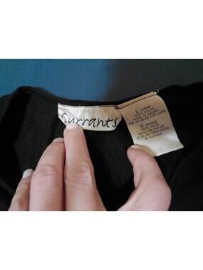 Currants‎ Butterfly Top Womens Black Size L V-Neck Long Sleeve Sheer Nylon Shirt